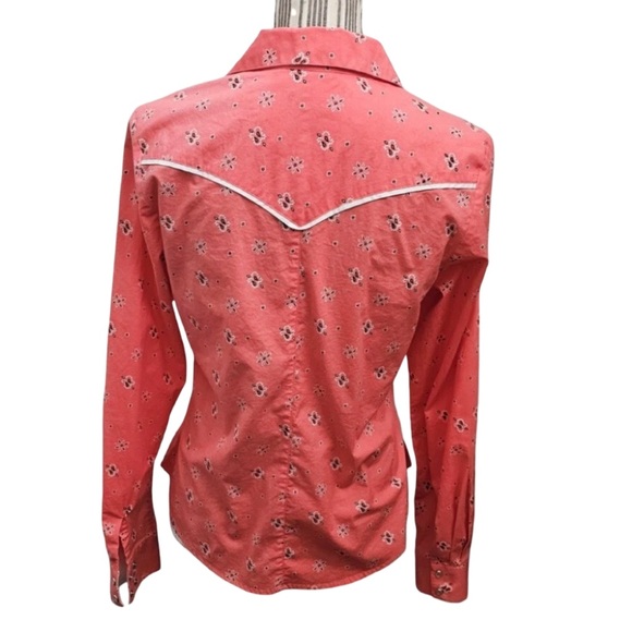ROCKIES x Vintage Coral Bandana Print Pearl Snap Western Shirt Sz S Like New - Picture 4 of 12